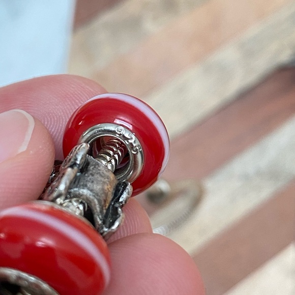 Pandora - Similar Authentic 925 Sterling Silver Necklace w/ Pram Stroller Charms - Picture 6 of 8